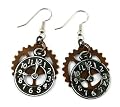 Surgical Steel and Brass Dangle Earrings Steampunk Clock and Gears