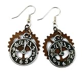 Surgical Steel and Brass Dangle Earrings Steampunk Clock and Gears