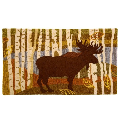 Homefires Accents Birch and Moose Indoor Rug, 22-Inch by 34-Inch