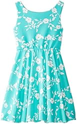 Girls Polyester/Spandex Fit-and-Flare Sleeveless Tank Cutout  Dress With a Ribbon 