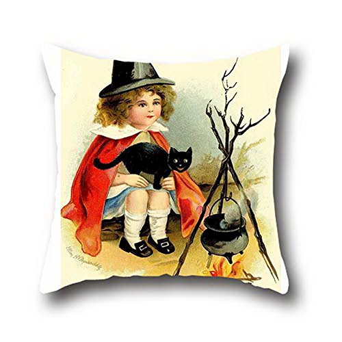 Connor Coco Oil Painting Black Cats Halloween Hand Woven Pillowcase Back Cushion For Bed Sofa Decorative ( 18*18 )