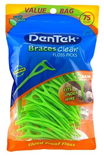 Dentek Floss Picks Braces Clean Fresh Mint 75 Count