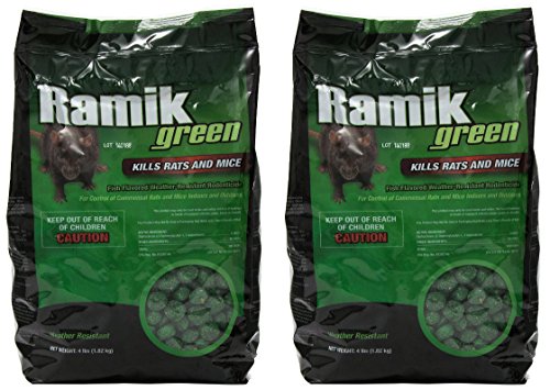 NEOGEN RODENTICIDE Ramik Mouse and Rat Nuggets Pouch, 4-Pound, Green (8 Pound)