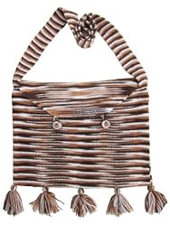 Handmade Lightweight Alpaca Natural Fiber Tote - Mocha Stripes (Women/teens/g...