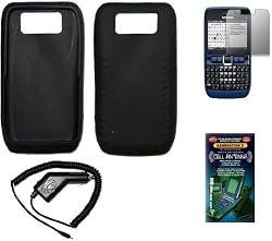 Black Silicone Gel Skin Cover Case + Screen Protector + Rapid Car Charger + Generation X Antenna Booster for Nokia E63