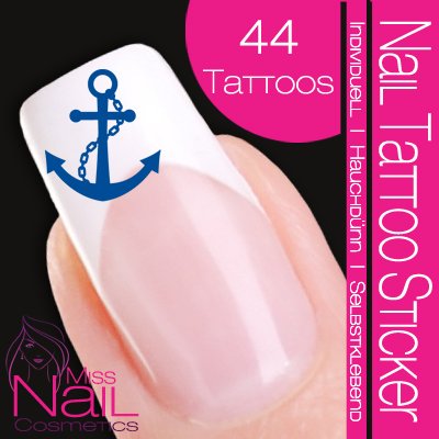 Nailart NAIL TATTOO STICKER - maritim / navy / anchor - blue