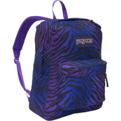 JanSport Superbreak Backpack (Black/Prism Purple Flashback Zebra)