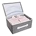 MyGift Decorative Gray Woven Collapsible Fabric Lidded Shelf Storage Bin/Closet Organizer Box Basket
