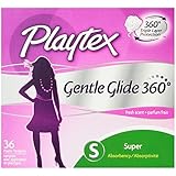 Playtex Gentle Glide Tampons, Fresh Scent Super Absorbency, 36 count (Pack of 2)