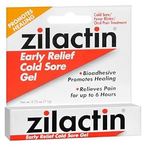 Zilactin Cold Sore Gel, Medicated Gel - 0.25 OzGel