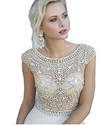  Scoop Neck Evening Dress/Prom Dress/Wedding Dress  With Rhinestones