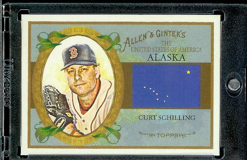 2008 Topps Allen and Ginter U.S States # US2 Curt Schilling ( Alaska ) Boston Red Sox - MLB Baseball Card in Protective Display Case!