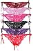 6 Pack of Women Sexy Lace Low Rise Panties Lingerie Open Crotch Thong G Strings