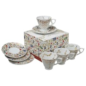 Rosanna Les Bijoux Set of 4 Cups and Saucers, Gift-boxed by Rosanna