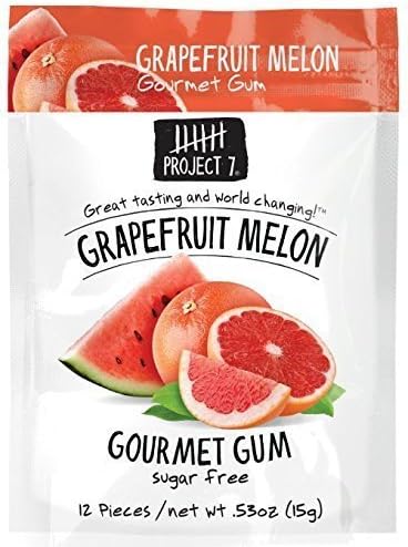 Project 7 Sugar Free Gourmet Gum Grapefruit Melon 15g (2 Packs)