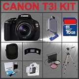 Canon EOS Rebel T3i 18MP Digital Camera with EF-S 18-55mm IS II Lens + 16GB Memory Card + Spare Extended Life Li-Ion Battery + 3 Piece Lens Filter Kit + 2.0 USB SD Memory Card Reader + Memory Card Storage Wallet + Lens / LCD Cleaning Kit + Camera Carrying Case + LCD Screen Protectors + Full Size 53” Tripod with Case + Accessory Kit