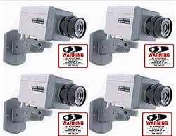 4 Pack Fake Dummy Simulative Indoor Security Surveillance CCTV Camera Scan Motion Detector & Free Commercial Video Warning Deterrence Decal! Kit IDK3