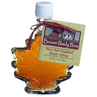 Brown Family Farm Pure New England Maple Syrup, 1.70-Ounce Glass Leaf Bottles (Pack of 6)