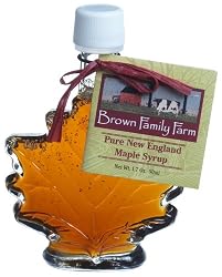 Brown Family Farm Pure New England Maple Syrup, 1.70-Ounce Glass Leaf Bottles (Pack of 6)