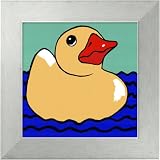 Bath Buddy Framed Canvas Art by Dale Moses,21.4 in. x 21.4 in. Framed