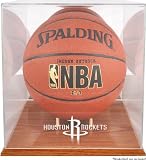 Mounted Memories Houston Rockets Oak Team Logo Basketball Display Case With Mirrored Back