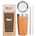 Healthy Human Stainless Steel Tumbler with Straw & Lid | Splash Proof Insulated Travel Cup | Eco-Friendly Coffee Tumblers | Water Cups with Straws Cleaner and Splash Proof Lids (20oz, Nat. Wood)