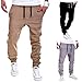 Calsky Men's Outdoor Casual Running Jogger Bottom Pants Trousers (Large, Khaki)