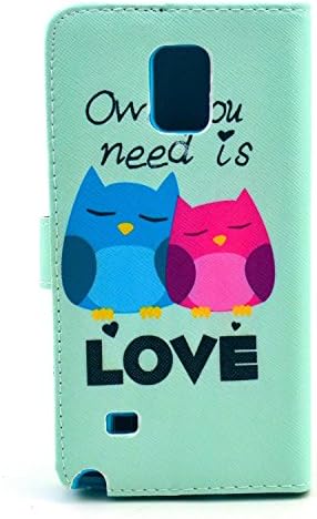 For Samsung Note 4 Case, Welity Retro owl Love PU Leather Wallet Type Magnet Design Flip Case Cover Credit Card Holder Pouch Case for Samsung Galaxy Note 4 and one gift