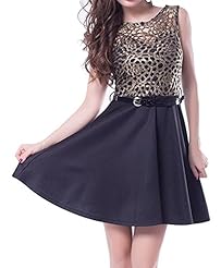 Polyester/Spandex  Glittering Belted Sleeveless Sweetheart  Ball Gown Skater Dress/Party Dress 