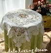 Hand Crochet Silk Ribbon Embroi Table Cloth36"x36" C