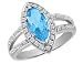 Blue Topaz Gemstone and Diamond Ring 1/4 (ctw) in White Gold
