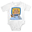 Onesie with monitor, computer, typing, cat, pet, animal