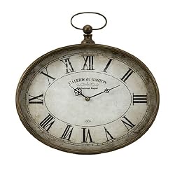 Distressed Horizontal Oversized "Pocket Watch" Roman Numeral Wall Clock