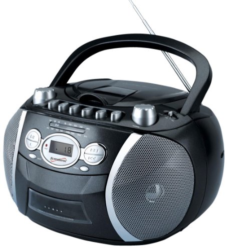 Supersonic SC-712 Portable Boombox with CD, Cassette & Recorder and AM/FM radio AC/DC/Battery Operated (BLACK)