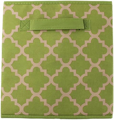 Green Tan Lattice Fabric Storage Cube