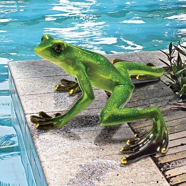 EttansPalace Glossy Gold and Green Jungle Forest Tree Frog Garden Staute