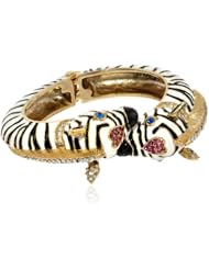 Betsey Johnson "A Day at the Zoo" Zebra Hinged Bangle Bracelet, 7.5"