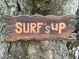 SURF'S UP SIGN DRIFT WOOD 20 - TIKI BAR DECOR