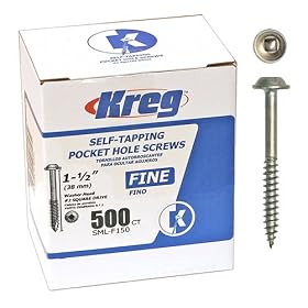 Kreg SML-F150 Pocket Hole Screws 1-1/2-Inch #2 Square Drive Washer-Head 500ct