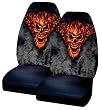 Raging Inferno Skull Flames Smoke Front Bucket Licensed Seat Covers - One Pair