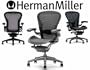 Herman Miller Aeron Aluminum Home Office Chair Highly Adjustable - Polished Aluminum Frame - PostureFit - Classic Carbon Pellicle - Medium Size B