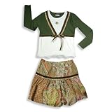 Rubbies - Girls Long Sleeve Skirt Set, Olive, Cream