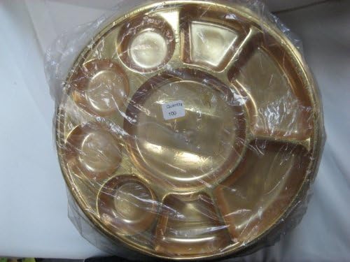 Plastic Gold and Silver 9 Section Plates (Pack of 10 Plates) (Free Shipping)