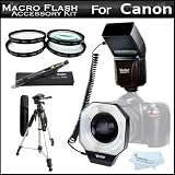 Vivitar Macro Ring Flash For Canon EOS T2i T3i T3 T1i XSi XS DSLR (18-55mm lens) Vivitar DF-586 Dedicated Macro Ring Flash + 58MM Macro Close Up Lens Kit Includes +1 +2 +4 +10 Filters + 57