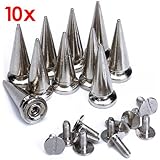 10 Sets Cone Screwback Spikes Studs 25mm Silver / Iron with Nickel Plating, Can Bring You A Lot of DIY Pleasure
