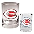 Cincinnati Reds Rocks Glass & Square Shot Glass Set - Primary Logo MLB Baseball