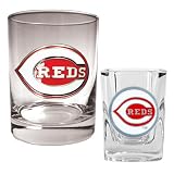 Cincinnati Reds Rocks Glass & Square Shot Glass Set - Primary Logo MLB Baseball