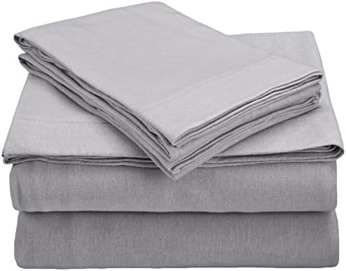 Nite Tees 4-Piece Bradford Home Fashions Jersey Sheet Set, Queen, Grey