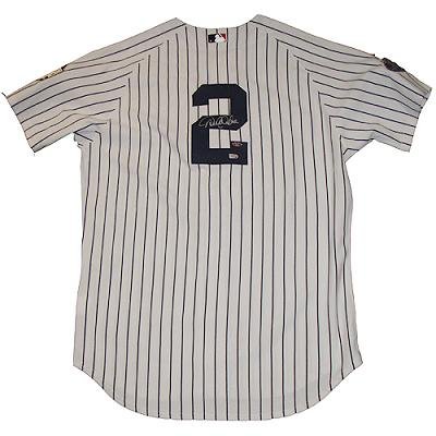 Derek Jeter Autographed Hand Signed Authentic Pin Stripped Yankees #2 Jersey