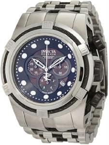 Invicta 825 Mens Reserve Stainless Steel Case and Bracelet Black Mother of Pearl Dial Chronograph Watch
